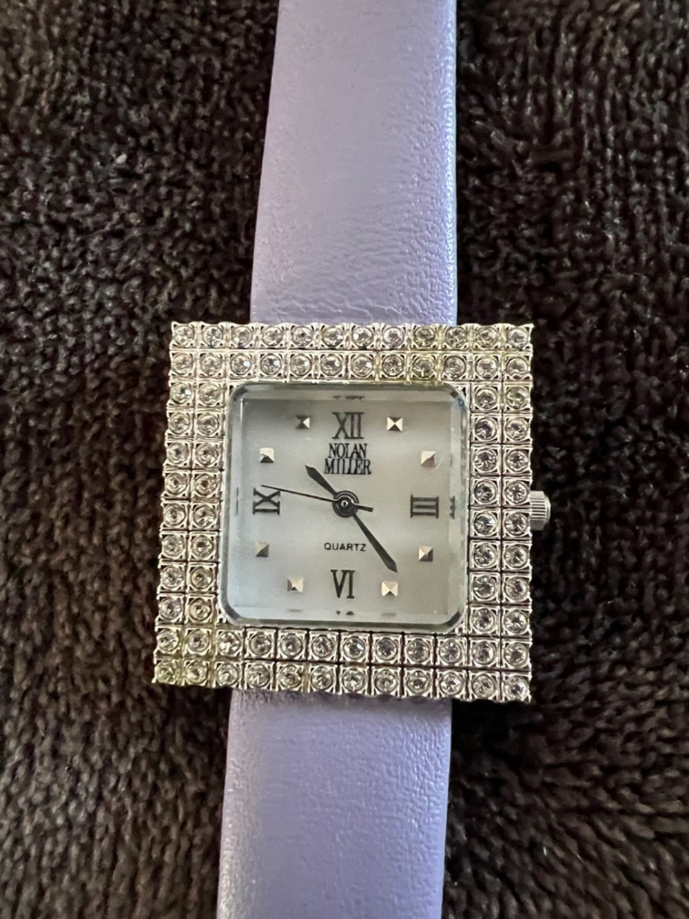 Nolan Miller Lavender Crystal Square Women's Watch